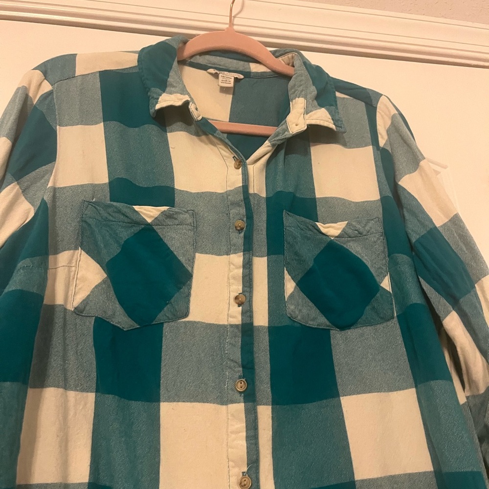 Cato Teal and Cream western Checkered Long Sleeve flannel Dress size 18/20 - Picture 2 of 5